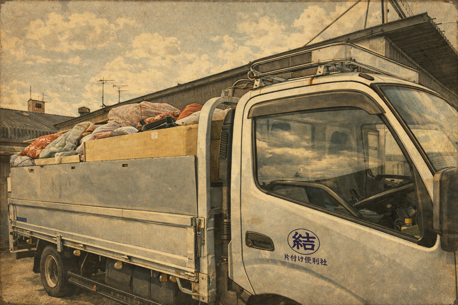 昭和時代の荷物積み込みトラック